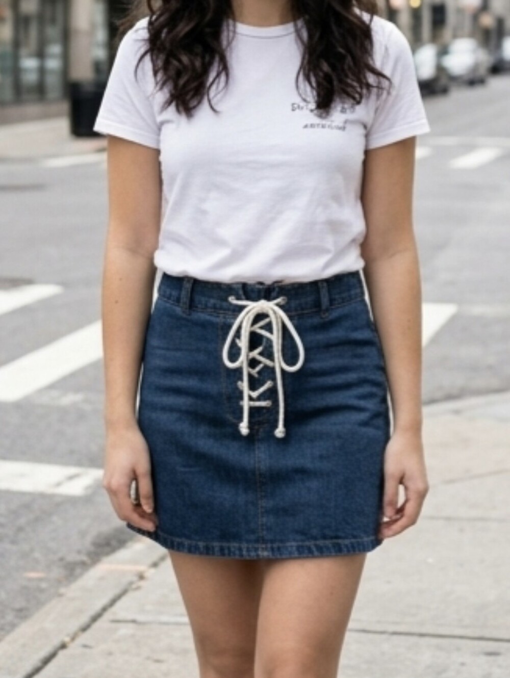 5 For $50 Forever 21 Lace-Up Denim Skirt - Chic and Trendy